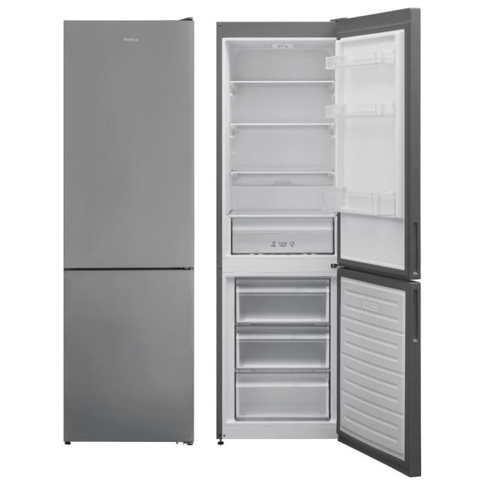 Photos - Fridge Amica FK3293X 60Cm Silver 60/40  Freezer FK3293X 